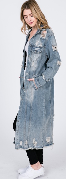 Distressed Button Up Denim Jacket - Picture 3 of 4